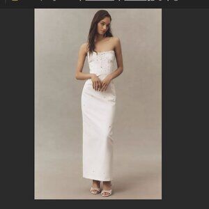 BHLDN Strapless Embellished Column Maxi Dress Anthropologie Size 8